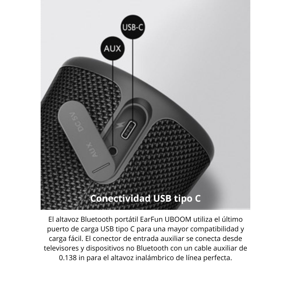 Parlante Earfun Uboom 24W Bluetooth 16h ipx7