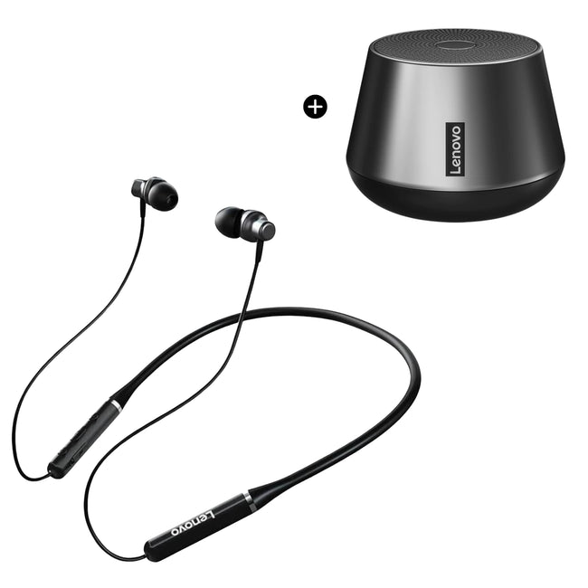 FU Audifonos Bluetooth Lenovo HE05 + Parlante inalambrico Lenovo K3 PRO