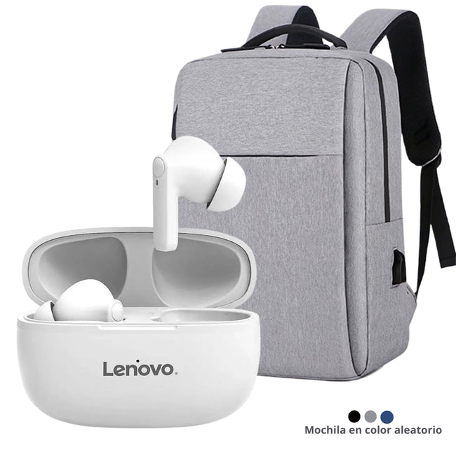 Pack Lenovo Audífono HT05 blanco + Mochila Portalaptop