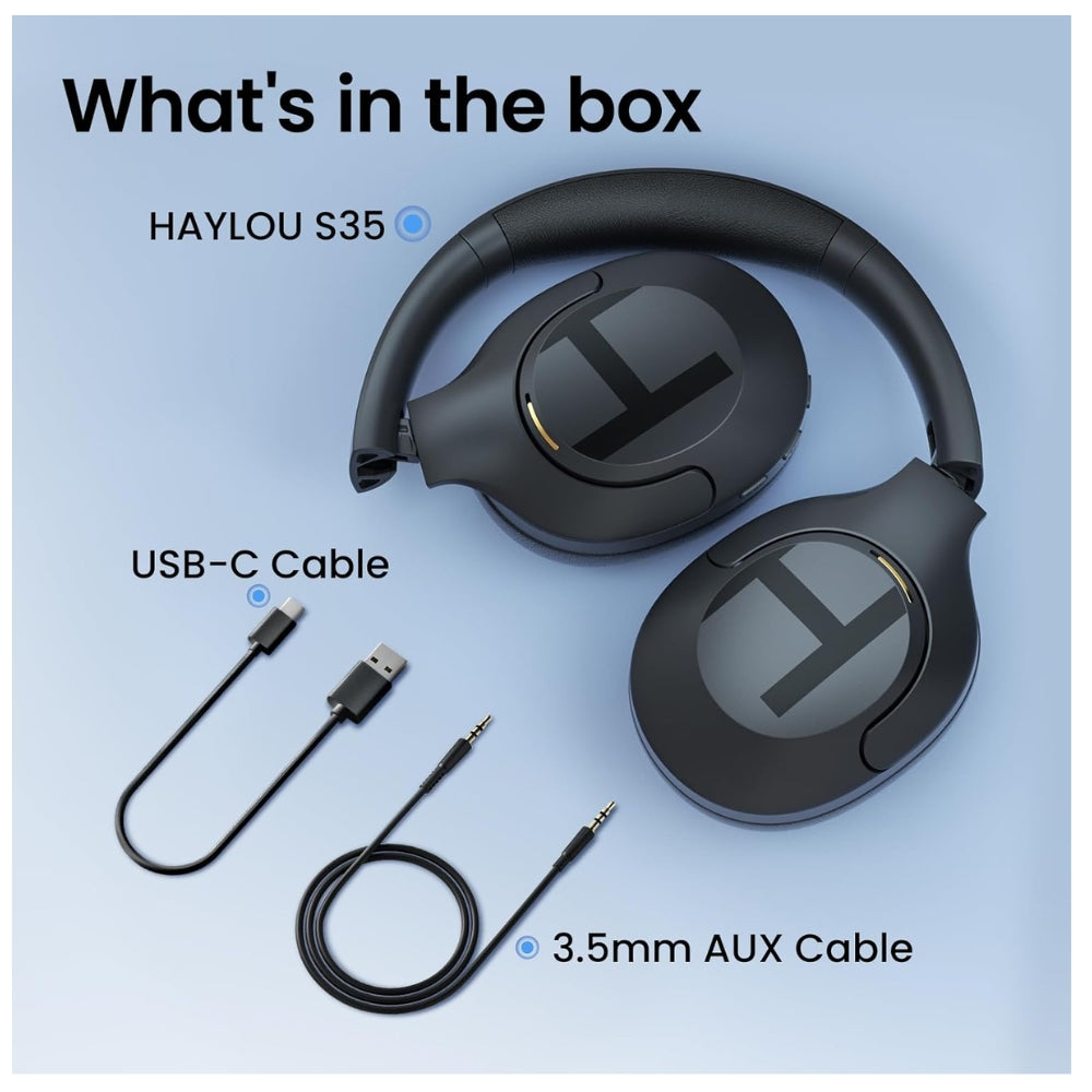 Audífonos Haylou S35 ANC Negro Over Ear Bluetooth 60h Hi-Res Audio