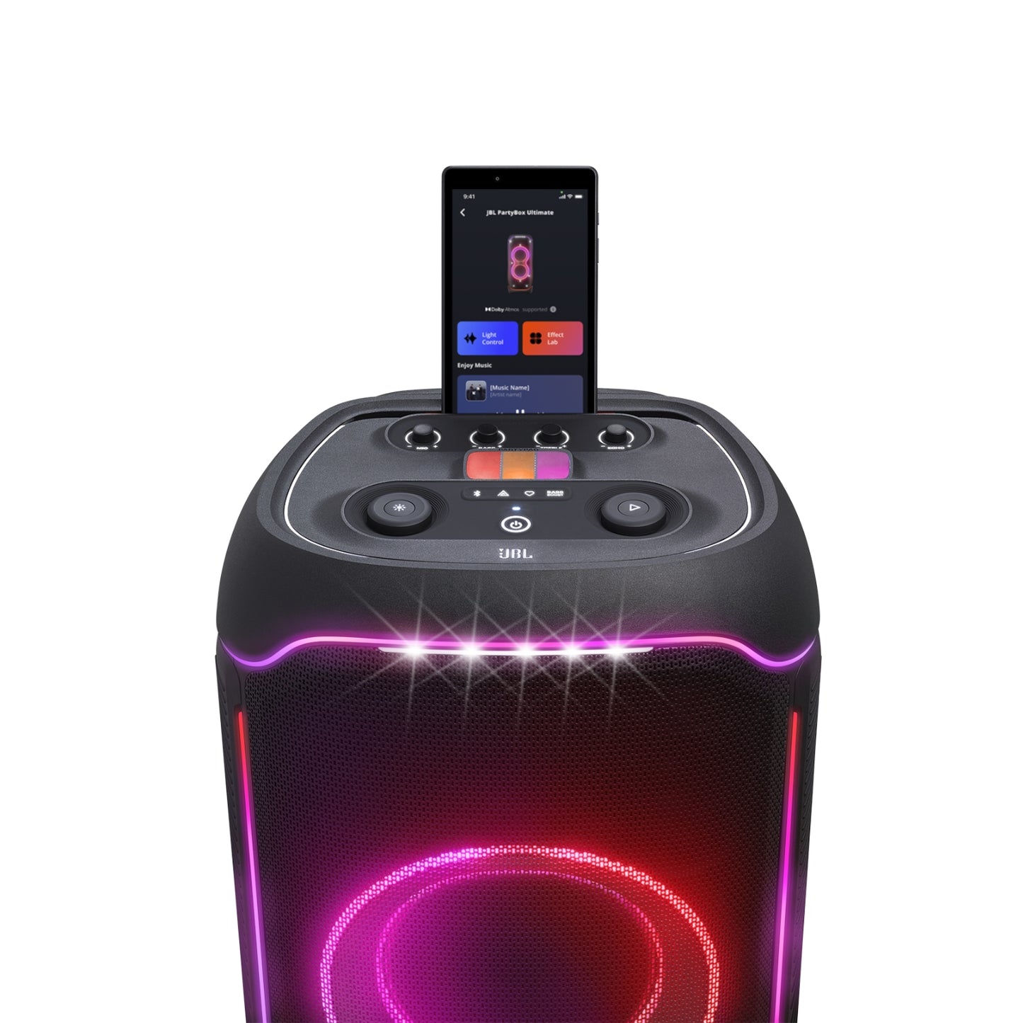 Parlante JBL Partybox Ultimate 1100W IPX4 con Luces, ruedas y asa
