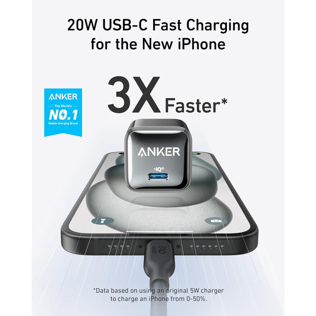 Cargador de Pared Anker Ultra Compacto Nano Pro 20W Negro