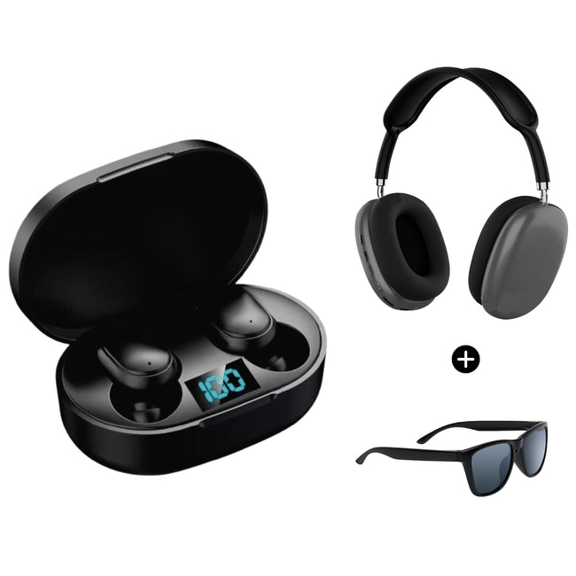 Audífonos Bluetooth E6S + Audifonos Bluetooth P9 + Lentes de sol de regalo