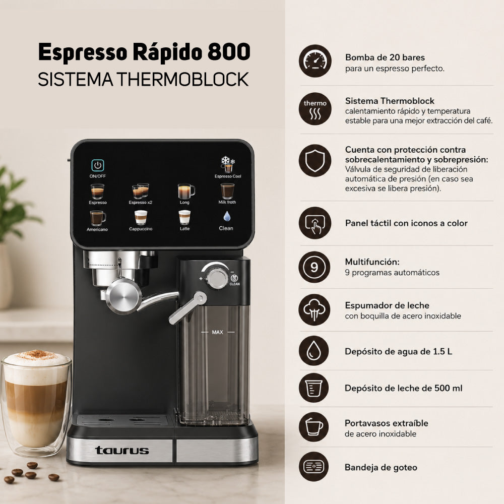 Cafetera Taurus Espresso Rapido 800