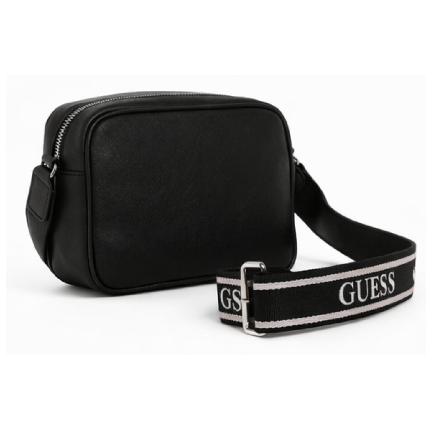 Cartera Guess Pennywise Crossbody Negra Con Doble Bolsillo Frontal