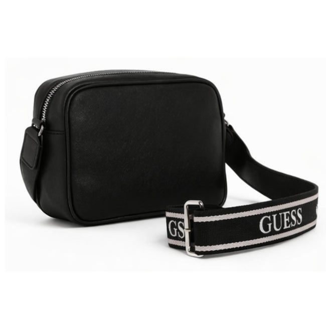 Cartera Guess Pennywise Crossbody Negra Con Doble Bolsillo Frontal