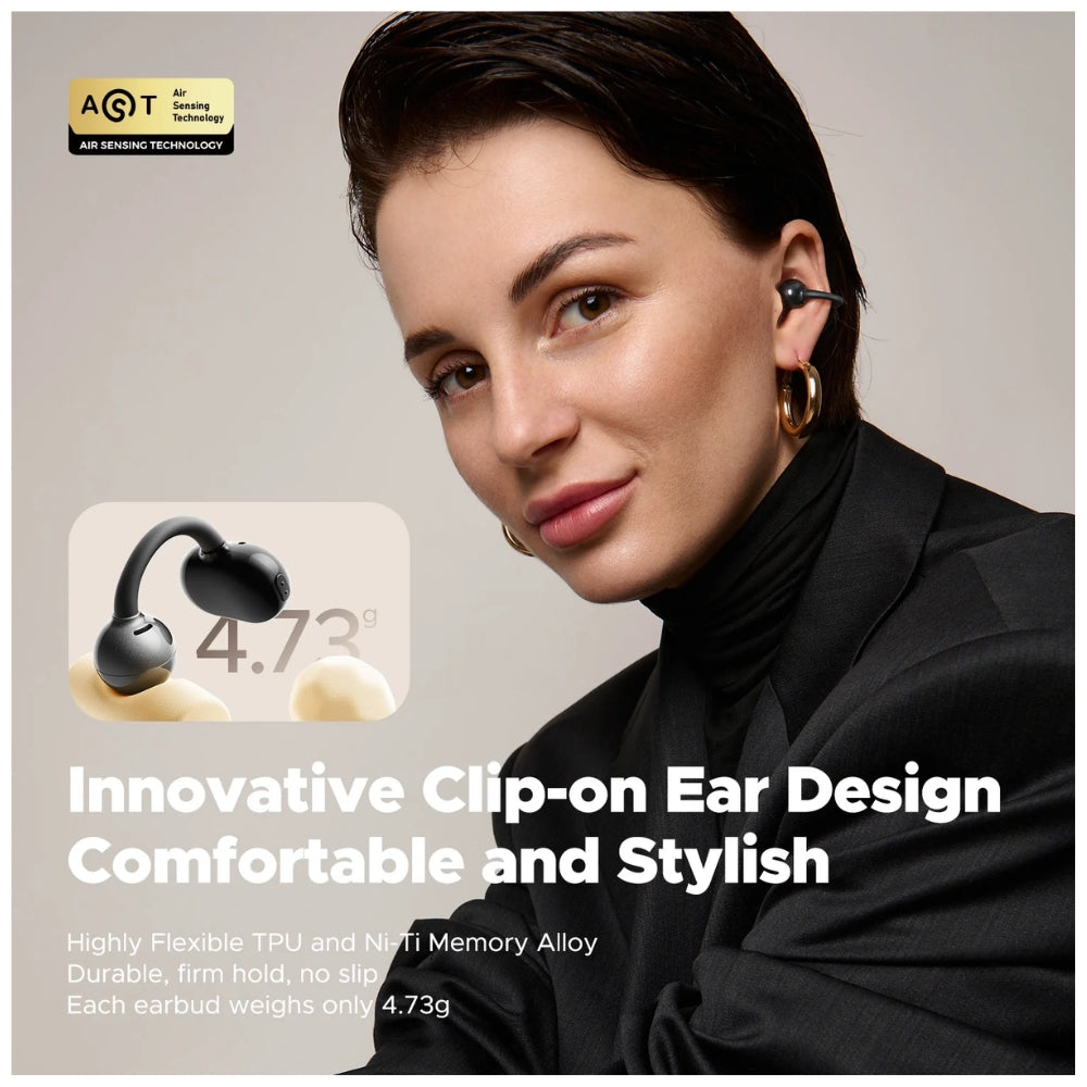 Audífono Soundpeats Pop Clip Negro 30h con anc IPX4