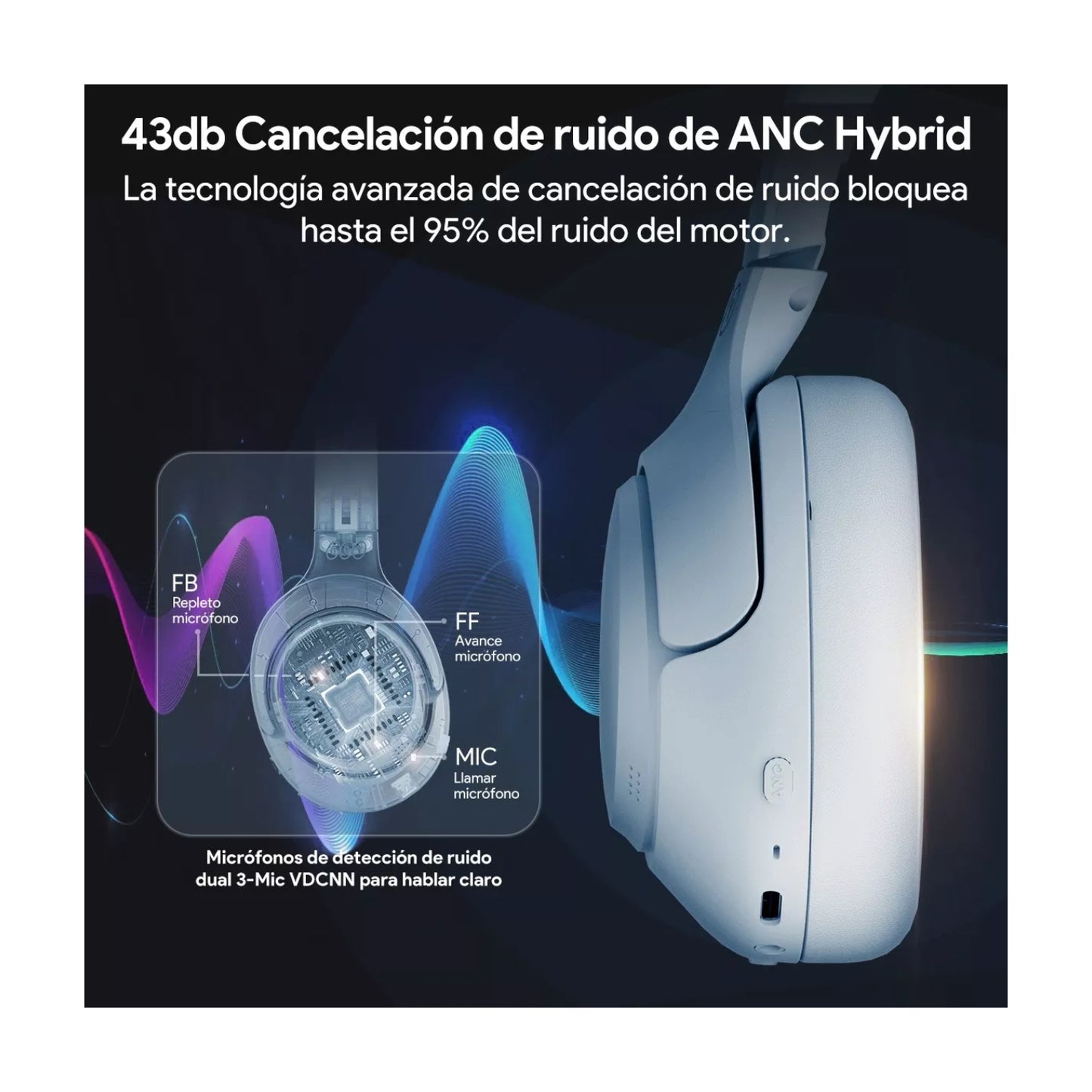 Audífono inalámbrico QCY H3 ANC bluetooth HI-RES - Colores