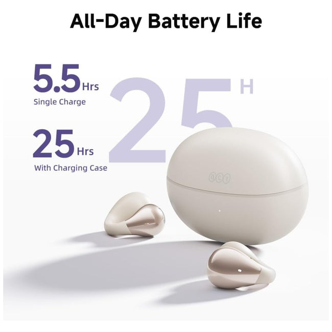 Audífono QCY Crossky C30 Beige 25h Bluetooth micrófono ENC