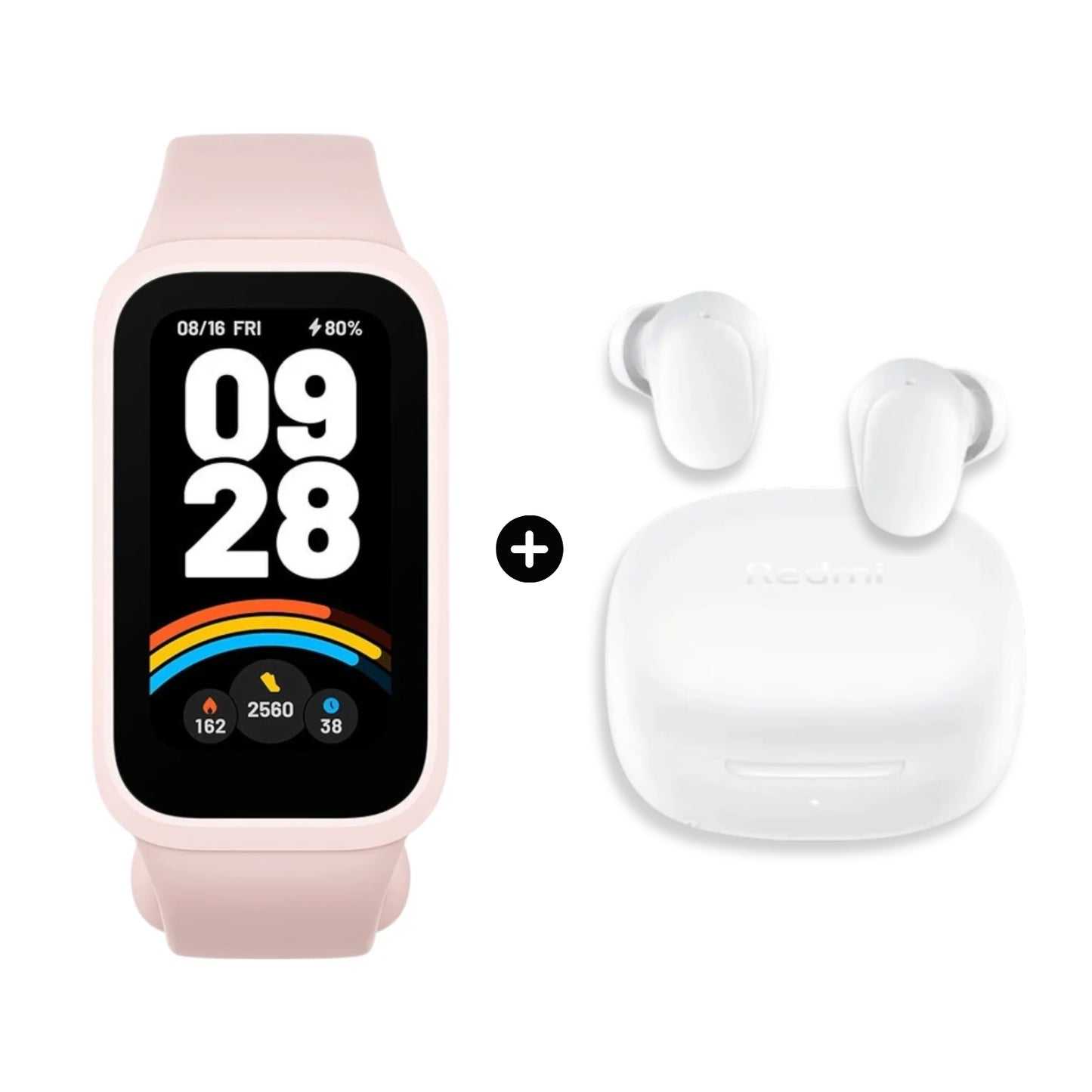 Xiaomi Redmi Smart Band 9 Active Rosado + Audifonos Xiaomi Redmi Buds 6 play - Colores