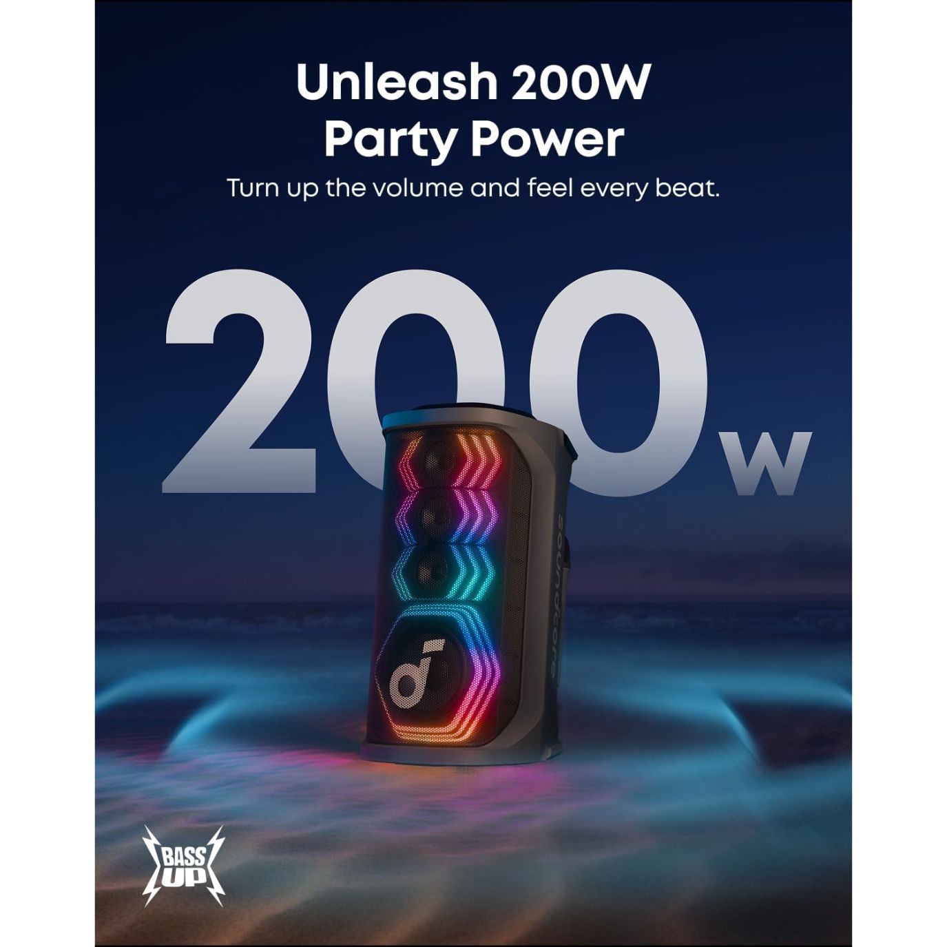 Parlante SoundCore Anker Rave 3S 200W 12h con 2 micrófonos
