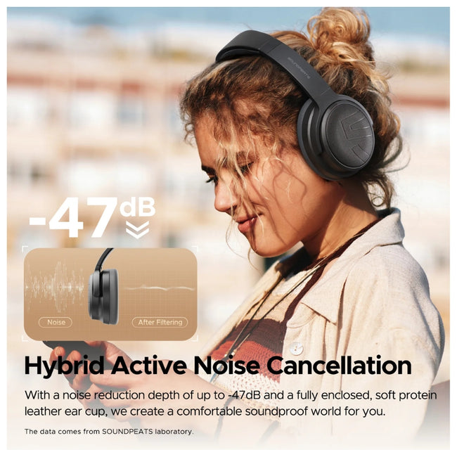 Audifono Soundpeats Space Pro Beige Anc Hibrido