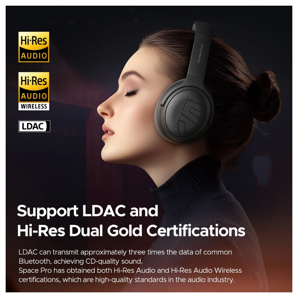 Audifono Soundpeats Space Pro Beige Anc Hibrido