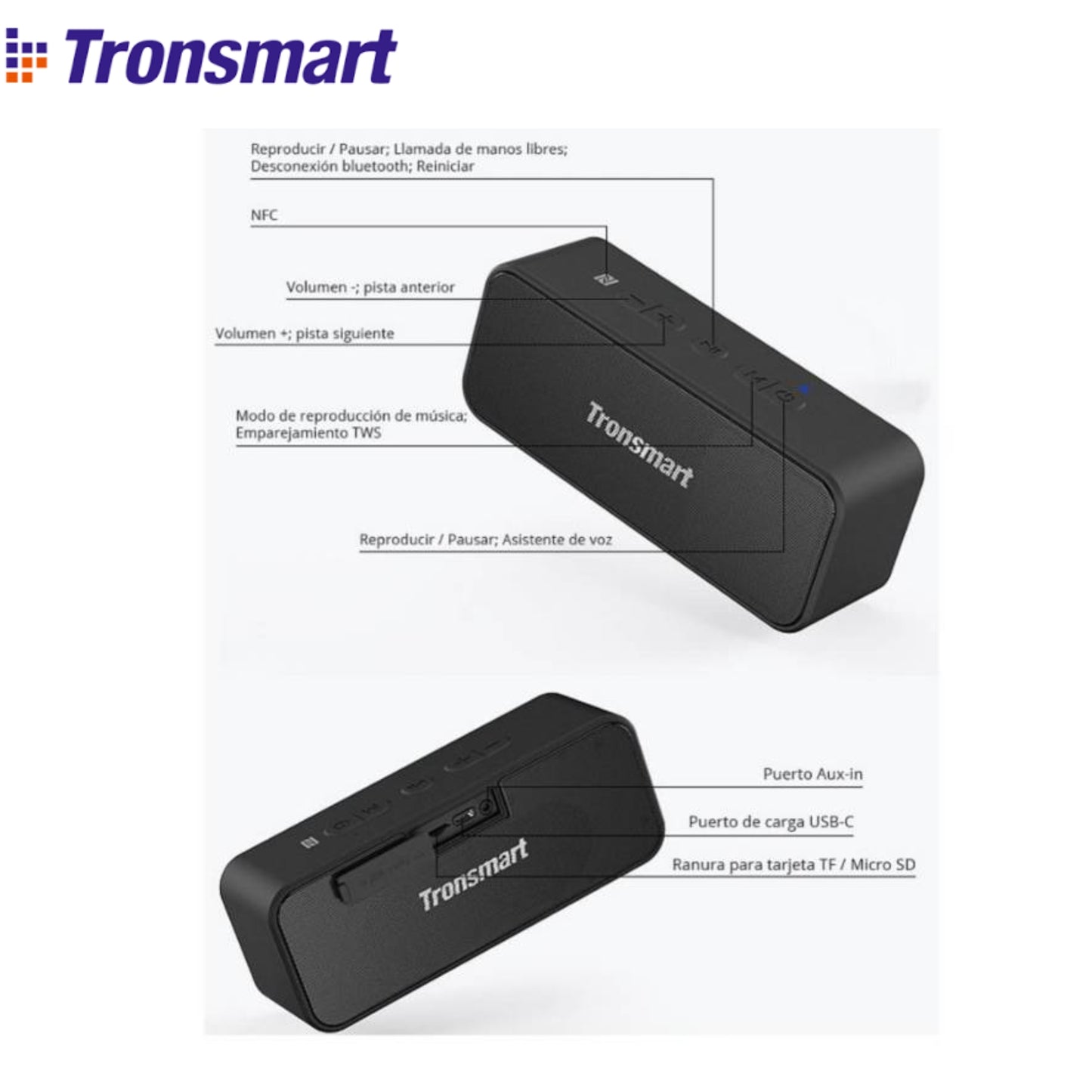 Parlante Bluetooth Tronsmart Element T2 Plus IPX7 20W