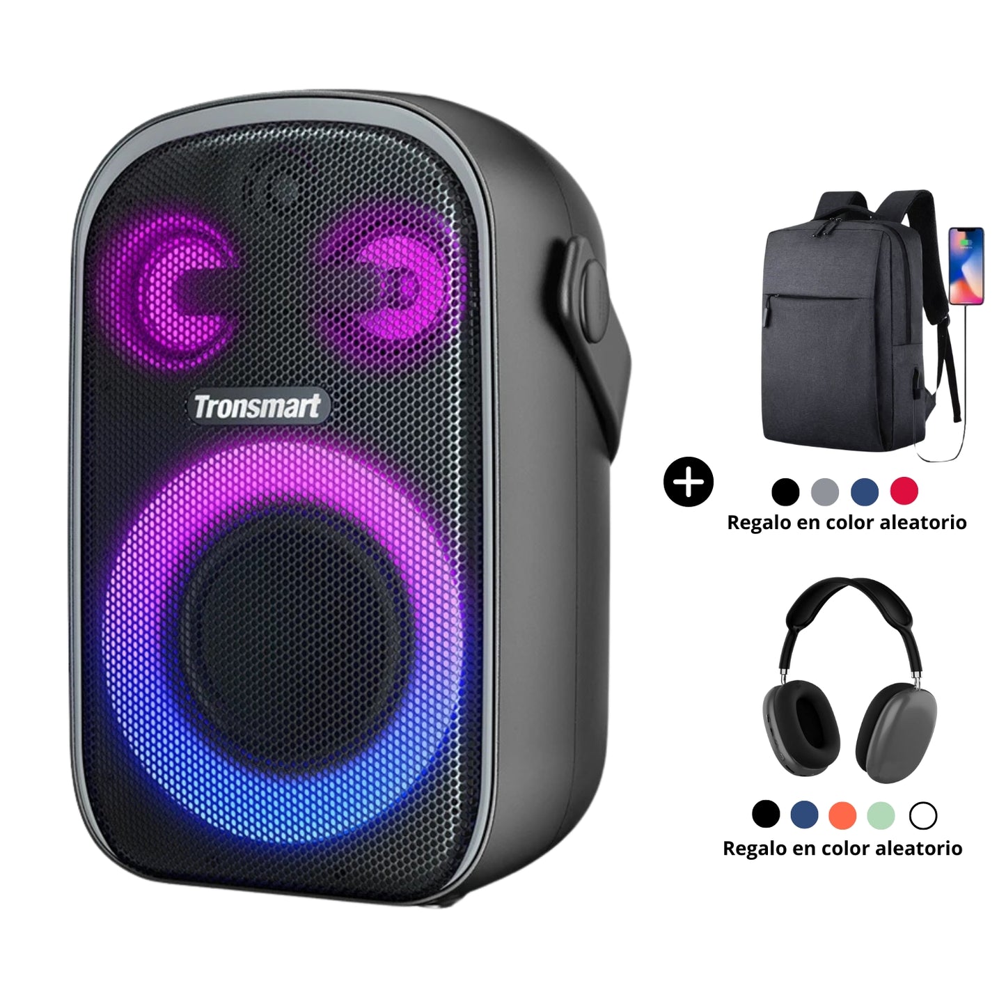 Parlante Bluetooth Tronsmart Halo 100 IPX6 60W + Mochila portalaptop y Audifonos P9 de regalo