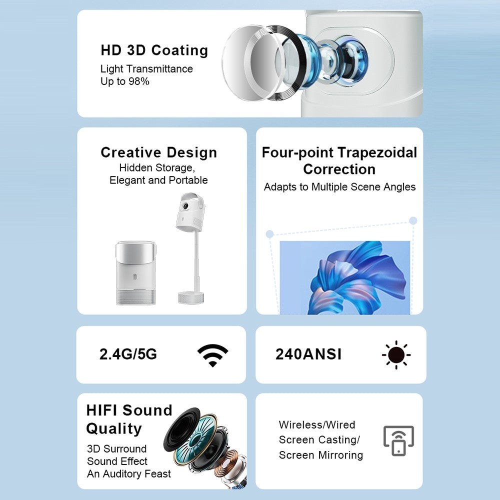 Proyector Smart con trípode TS-9PRO con Android 11 Wifi Bluetooth