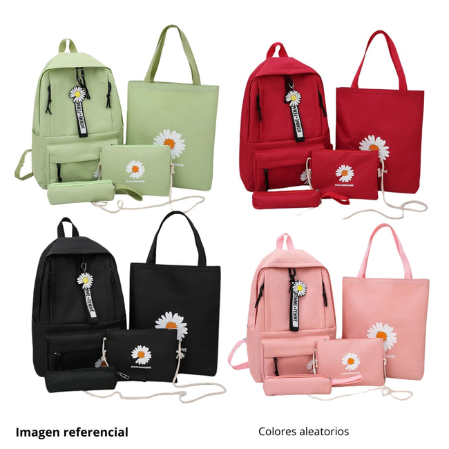 LOTE Pack 4 en 1 mochila estampada floral - Colores