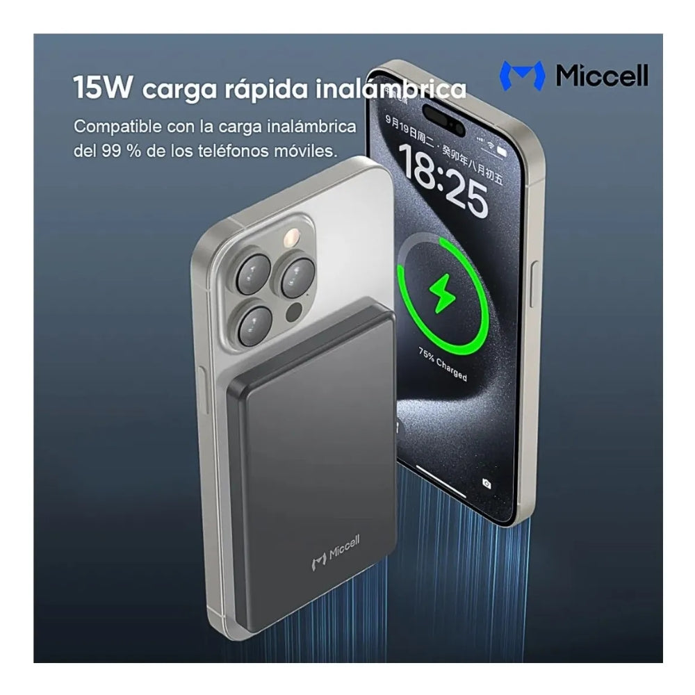 Powerbank Miccell VQ-P31S 10000mah carga inalámbrica magnética