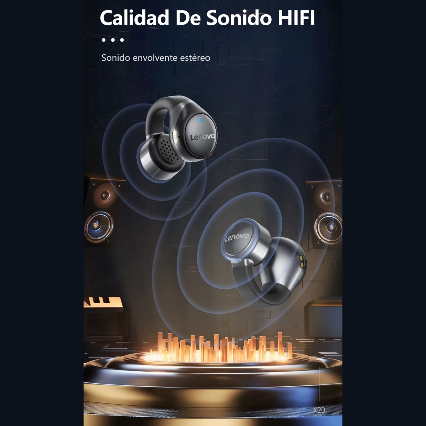 Audífono Lenovo X20 Blanco Diseño Clip con control táctil