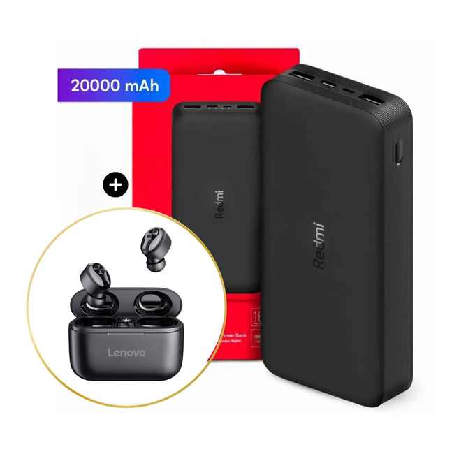 Power Bank Xiaomi 20,000mAh + Audífonos Lenovo HT18 - Beneficios