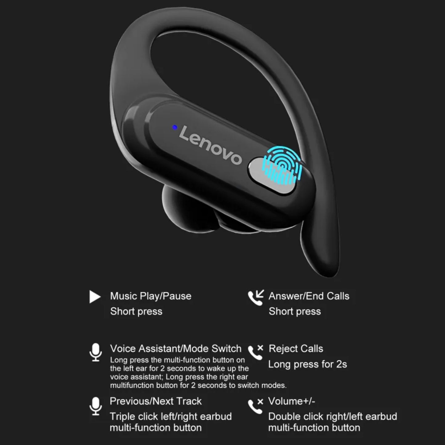 Audifonos Bluetooth Lenovo XT60 deportivos TWS + Lentes de regalo