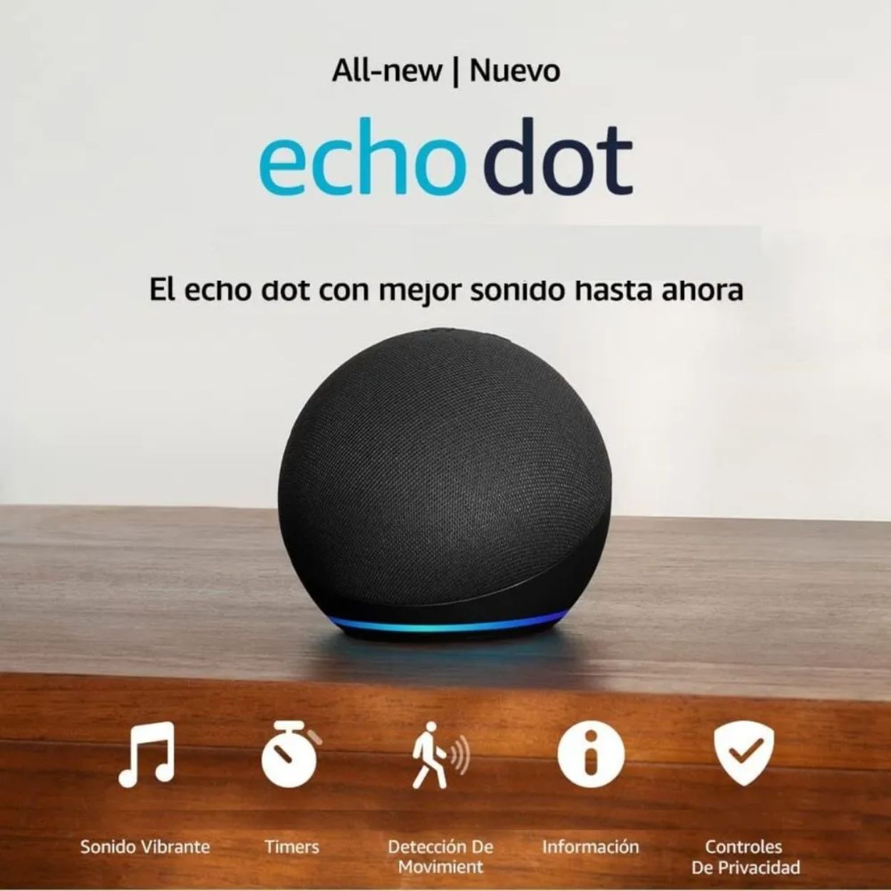 Amazon Echo Dot 5ta Gen Con Alexa Negro + foco inteligente