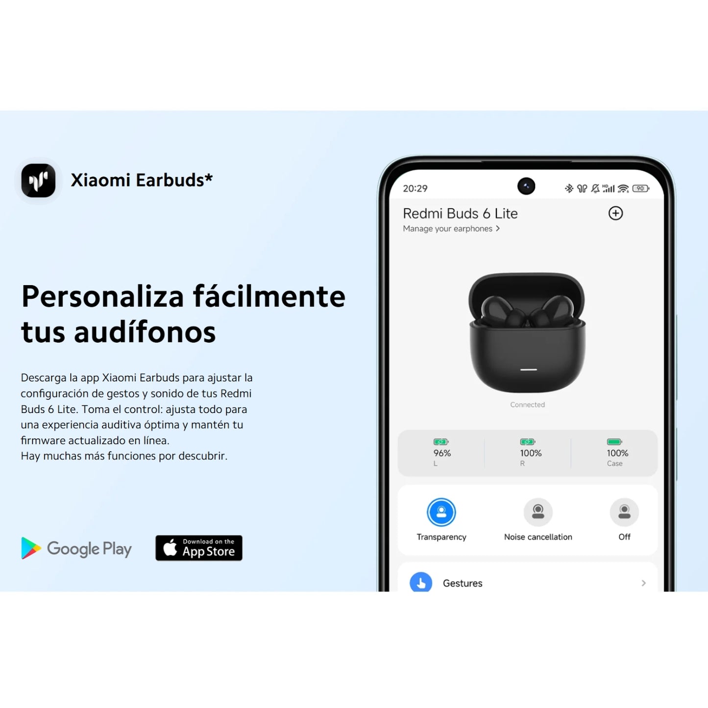 FU - Audífono Xiaomi Redmi Buds 6 Lite Negro 38h Bluetooth 5.3