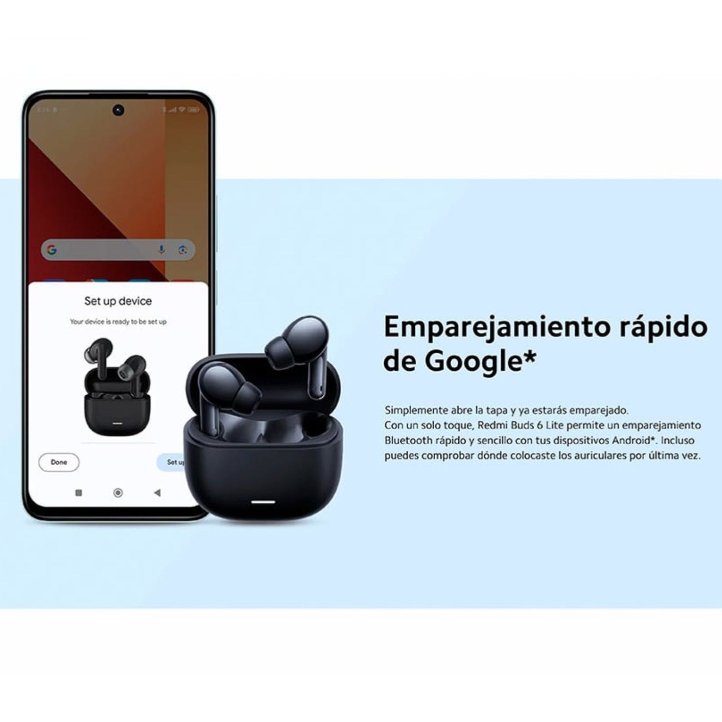 FU - Audífono Xiaomi Redmi Buds 6 Lite Negro 38h Bluetooth 5.3
