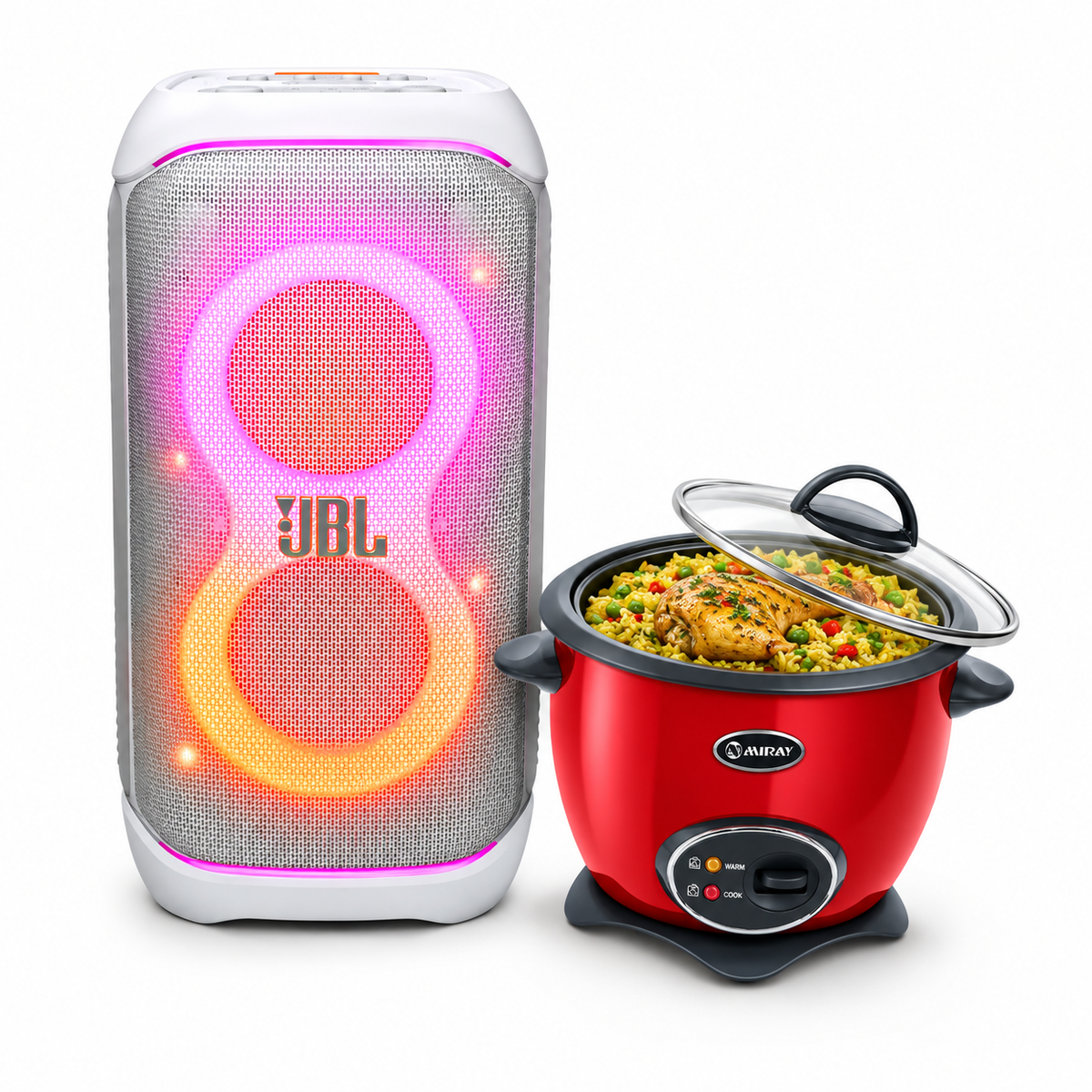 Combo Criollo: JBL PartyBox 320 + Olla Arrocera Miray 1.5L