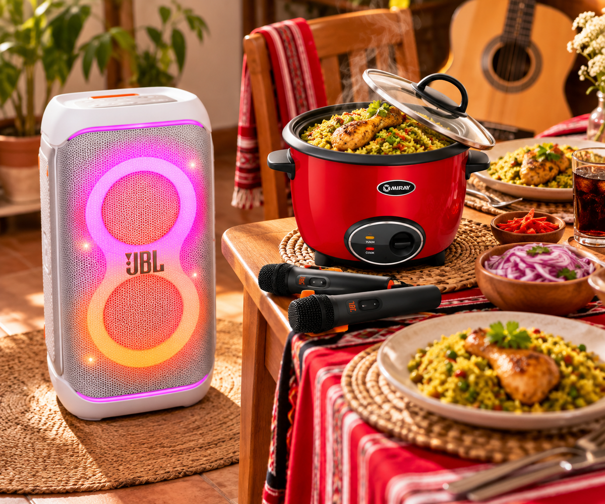 Combo Criollo: JBL PartyBox 320 + Olla Arrocera Miray 1.5L