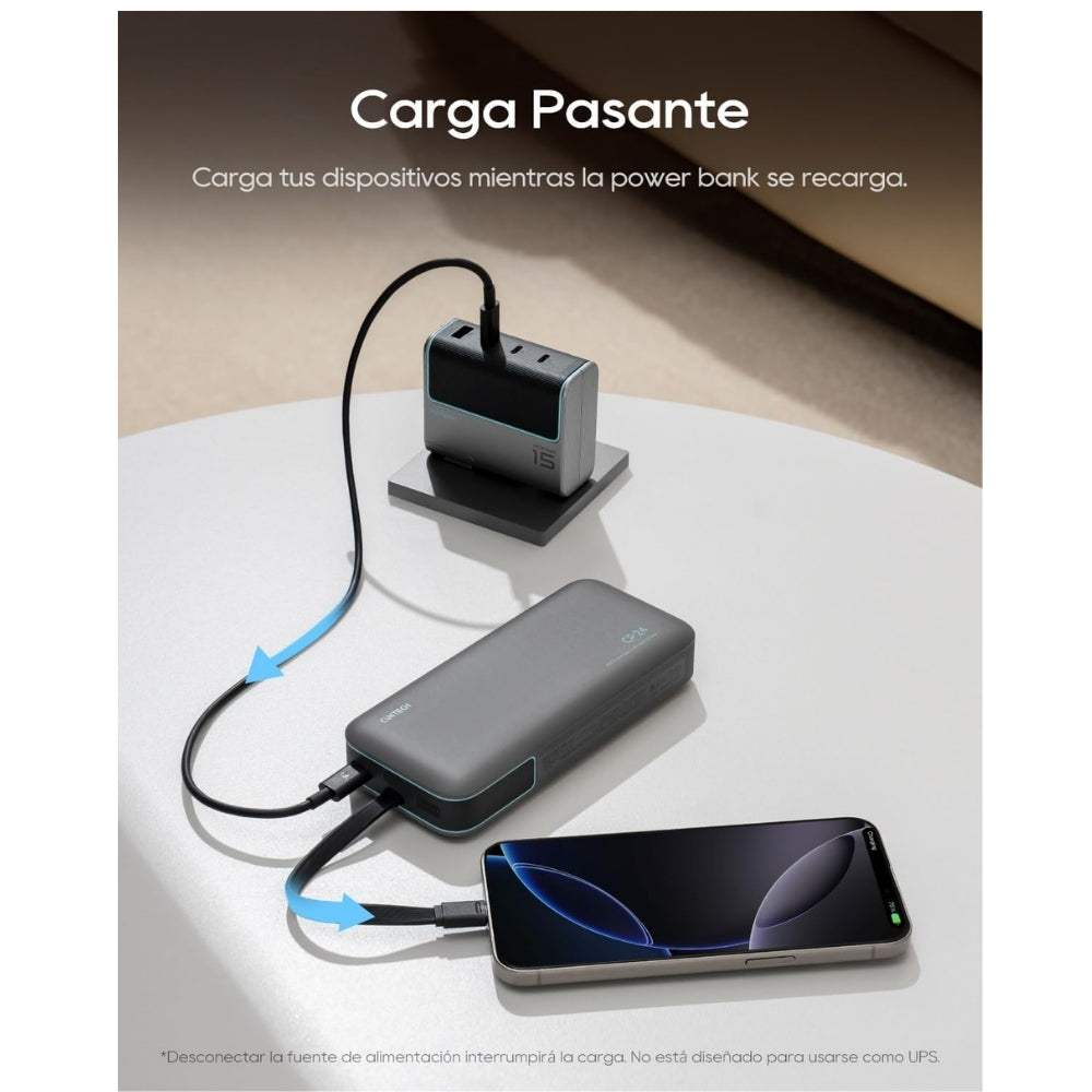 Powerbank Cuktech CP24 20000mah 40W con cable integrado Negro