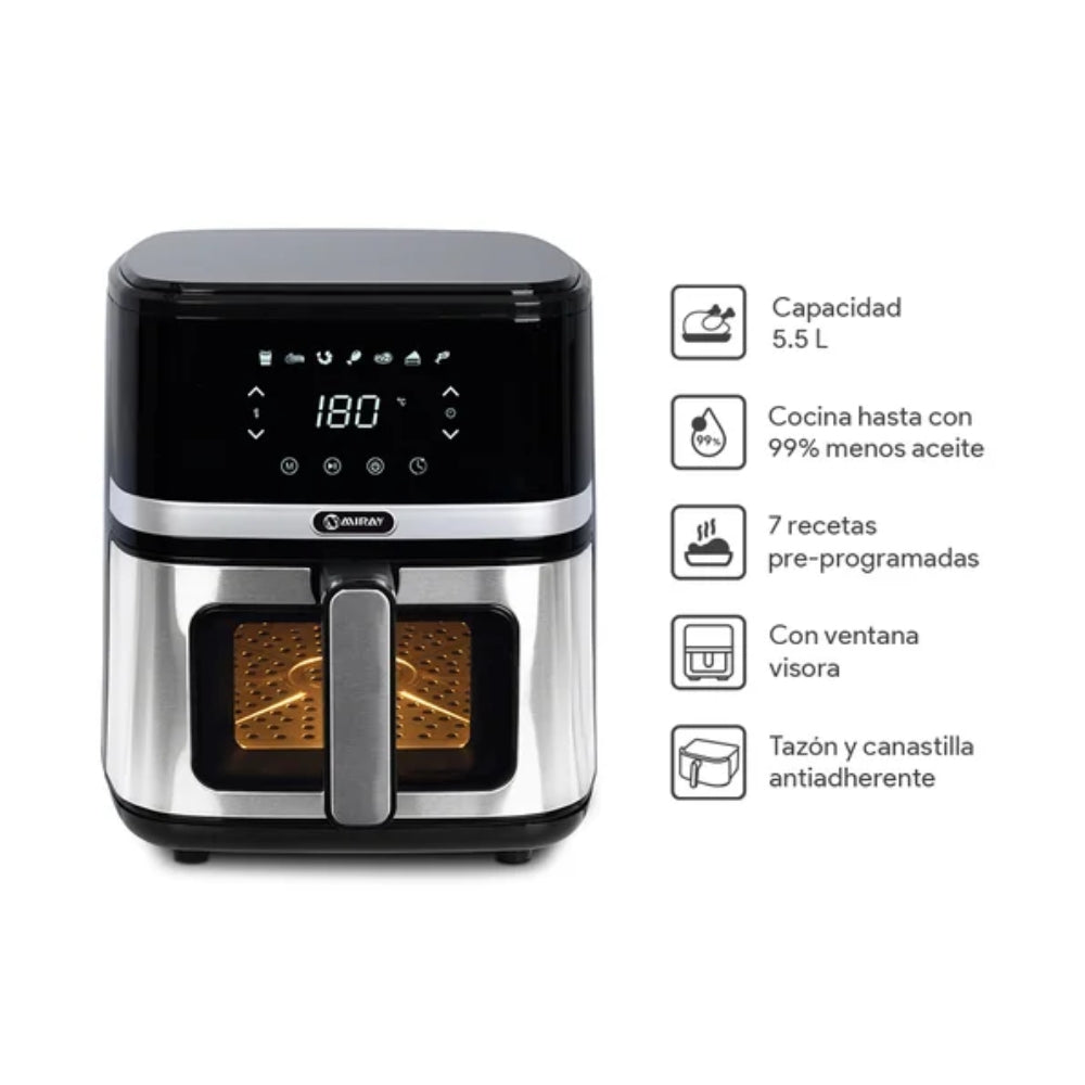 Olla Freidora De Aire Miray Panel Digital OFM-114 5.5 Litros