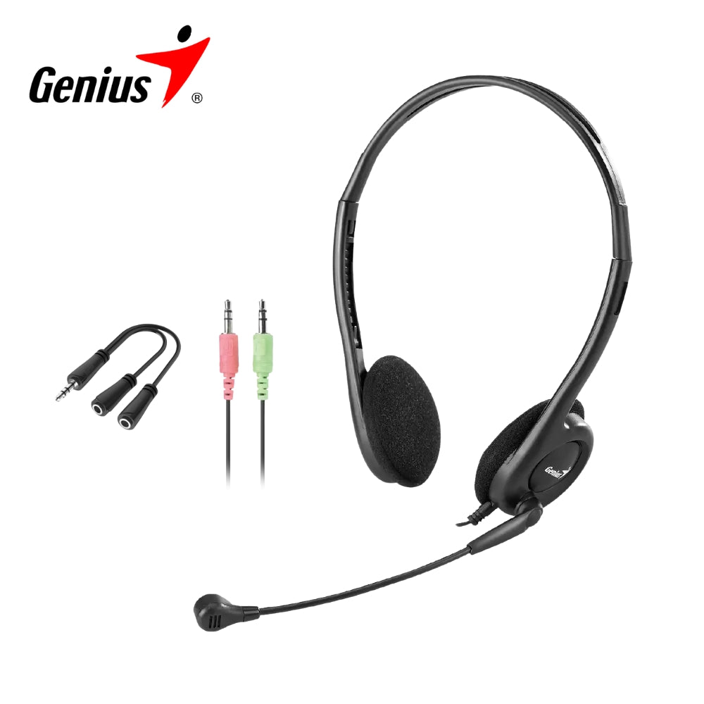 Auriculares Con Micrófono Genius Hs-200C Con Conector Dual De 3.5Mm Negro