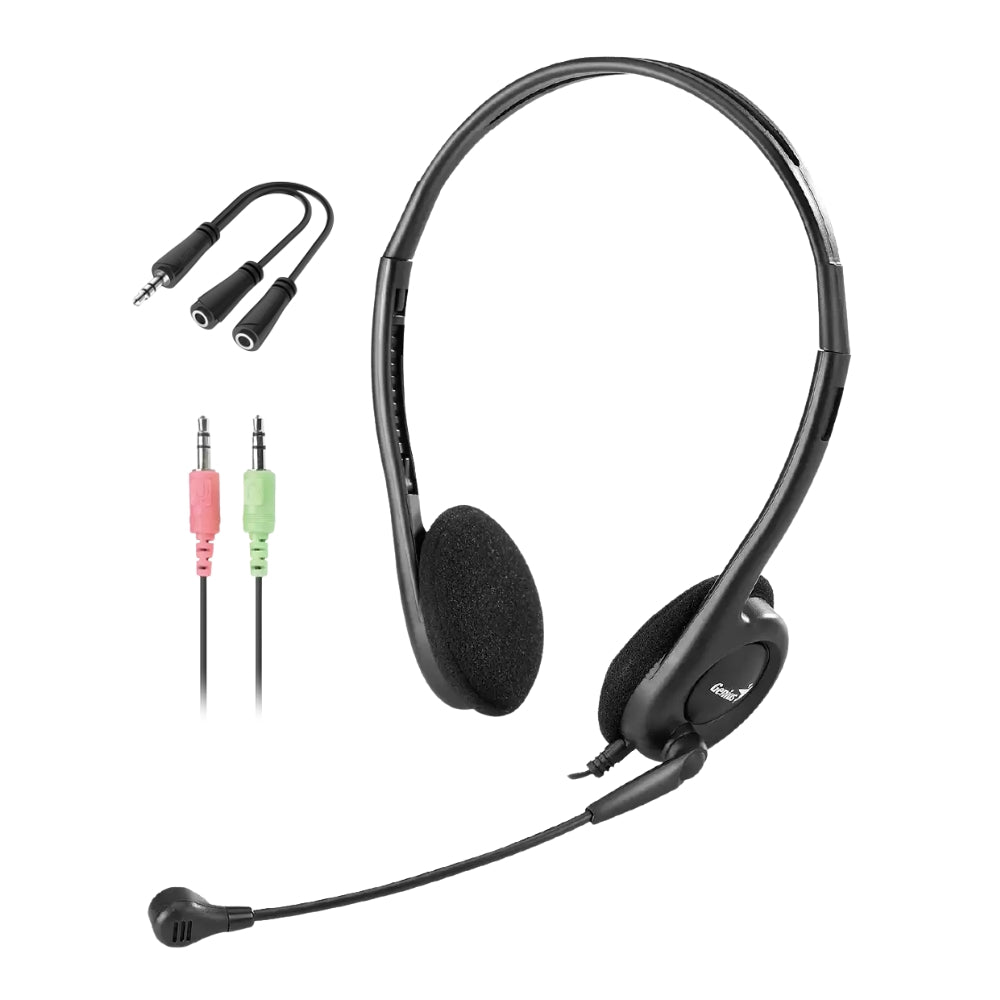 Auriculares Con Micrófono Genius Hs-200C Con Conector Dual De 3.5Mm Negro