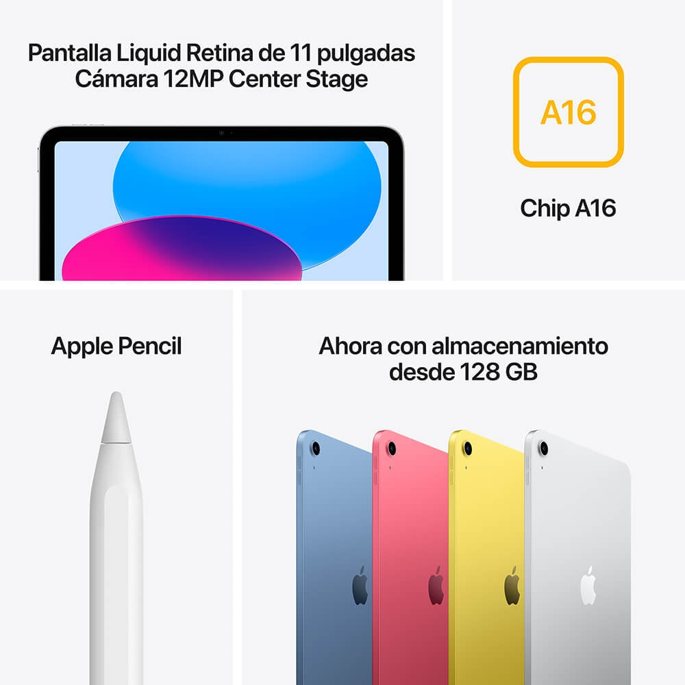 iPad Apple 11 Plata 128GB Wi-Fi con Chip A16
