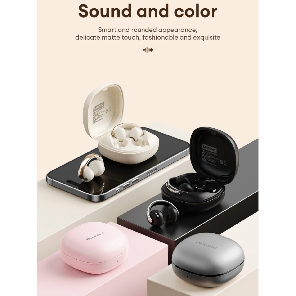 Audífono Lenovo LP38 Clip ear Rosado 30h Bluetooth 5.4