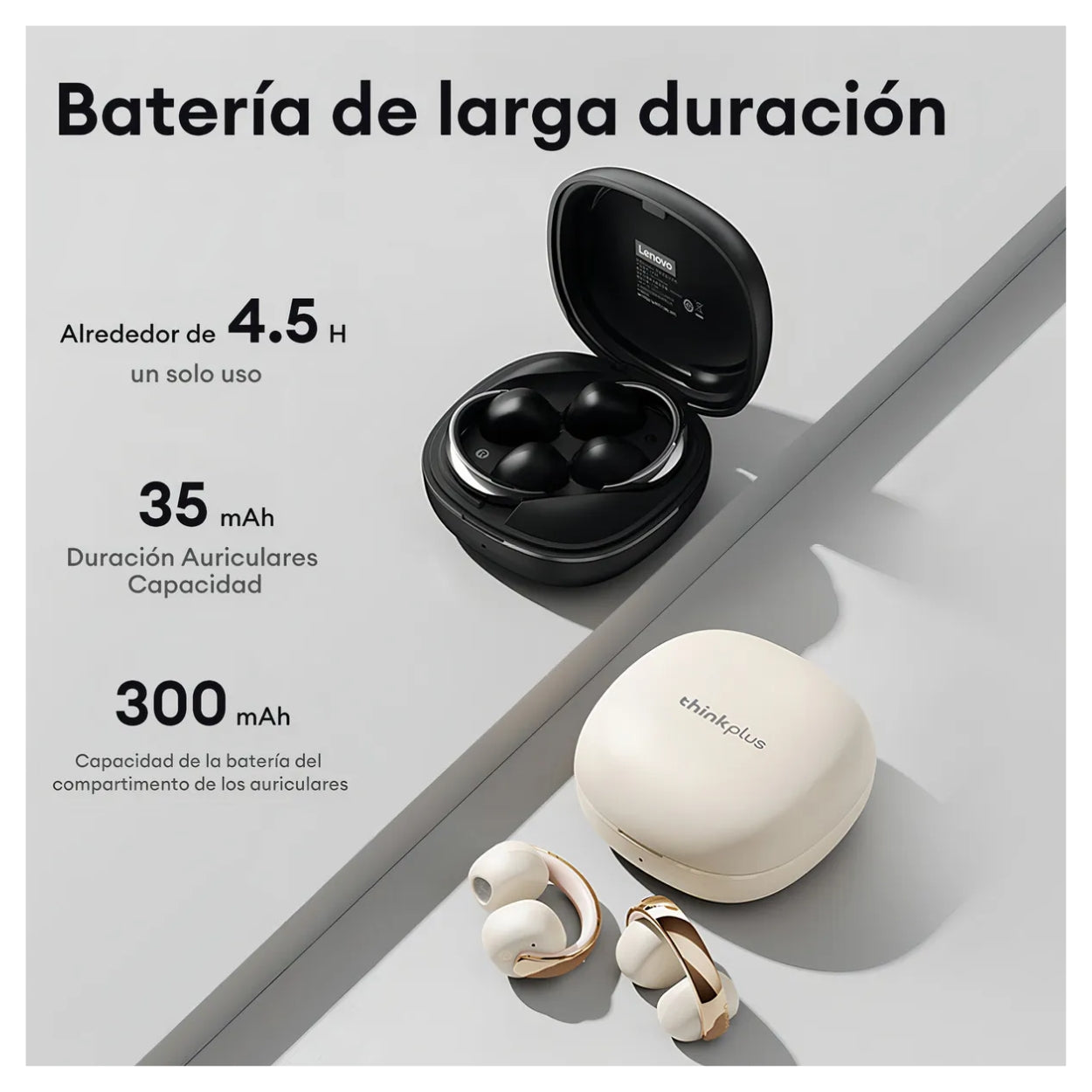 Audífono Lenovo LP38 Clip ear Negro 30h Bluetooth 5.4