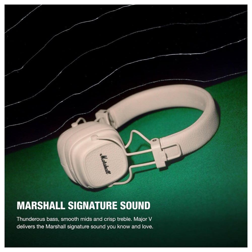 Audífono Marshall Major V Crema On Ear 100h carga inalámbrica