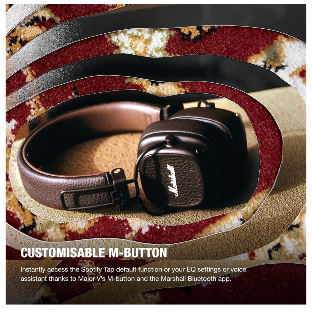 Audífono Marshall Major V Marron On Ear 100h carga inalámbrica