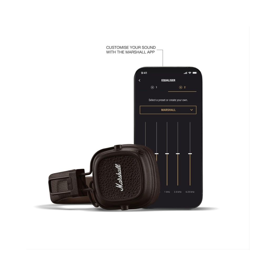 Audífono Marshall Major V Marron On Ear 100h carga inalámbrica