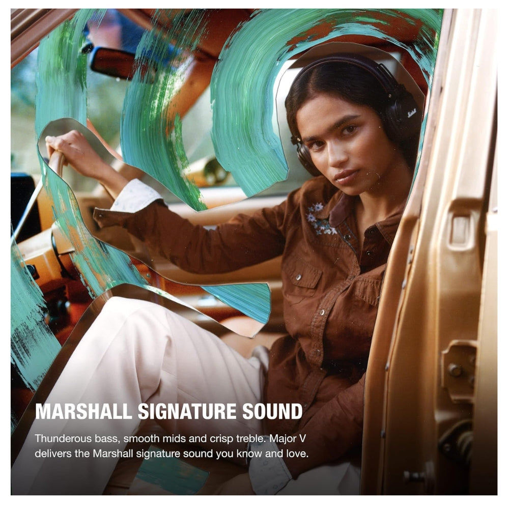 Audífono Marshall Major V Marron On Ear 100h carga inalámbrica