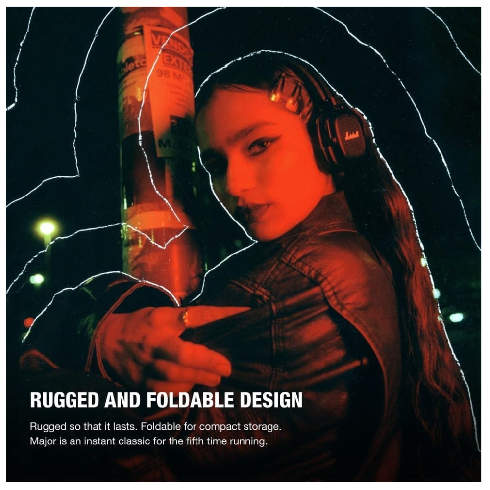 Audífono Marshall Major V Negro On Ear 100h carga inalámbrica