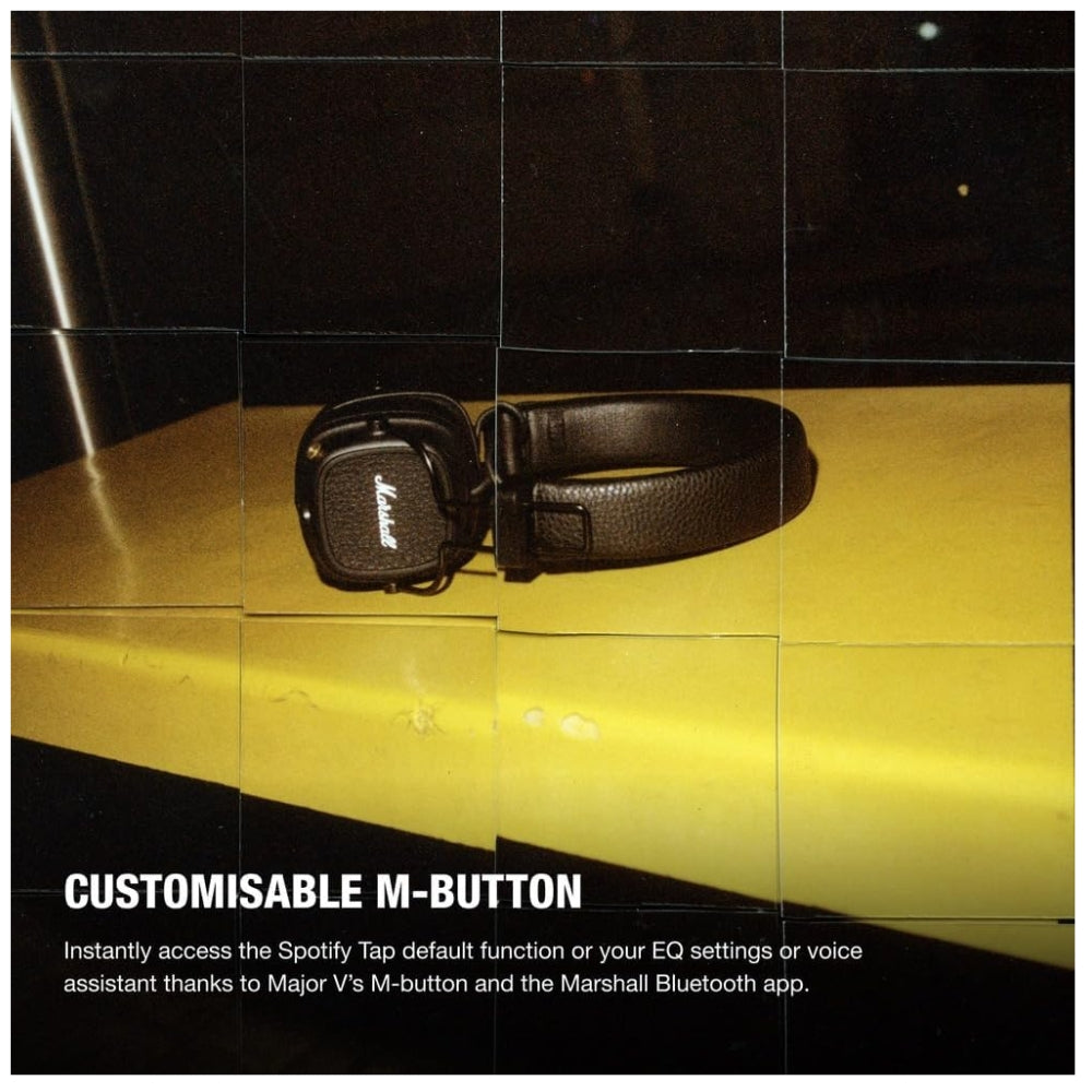 Audífono Marshall Major V Negro On Ear 100h carga inalámbrica