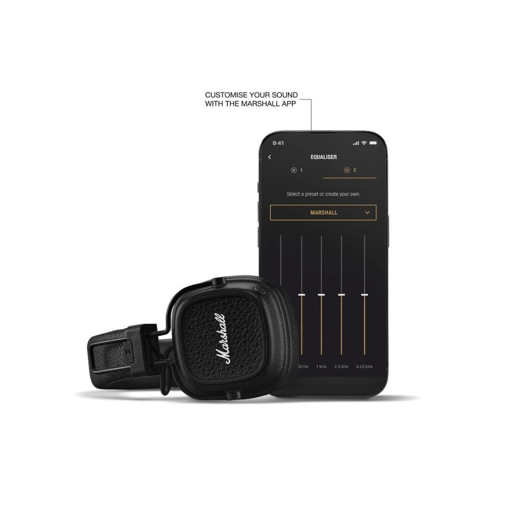 Audífono Marshall Major V Negro On Ear 100h carga inalámbrica