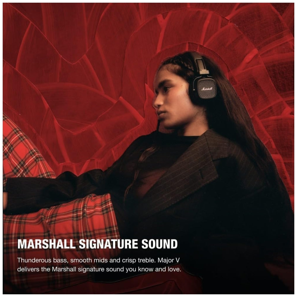 Audífono Marshall Major V Negro On Ear 100h carga inalámbrica