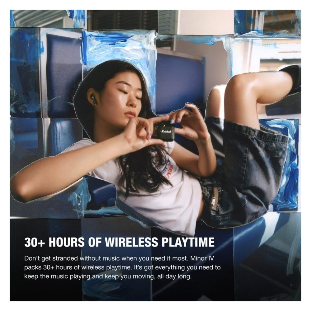 Audífono Marshall Minor IV Negro True Wireless 30h carga inalambrica