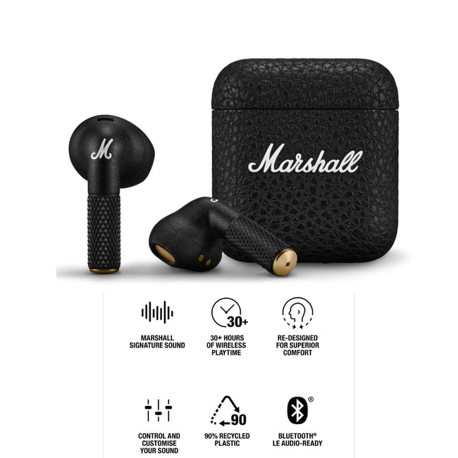 Audífono Marshall Minor IV Negro True Wireless 30h carga inalambrica