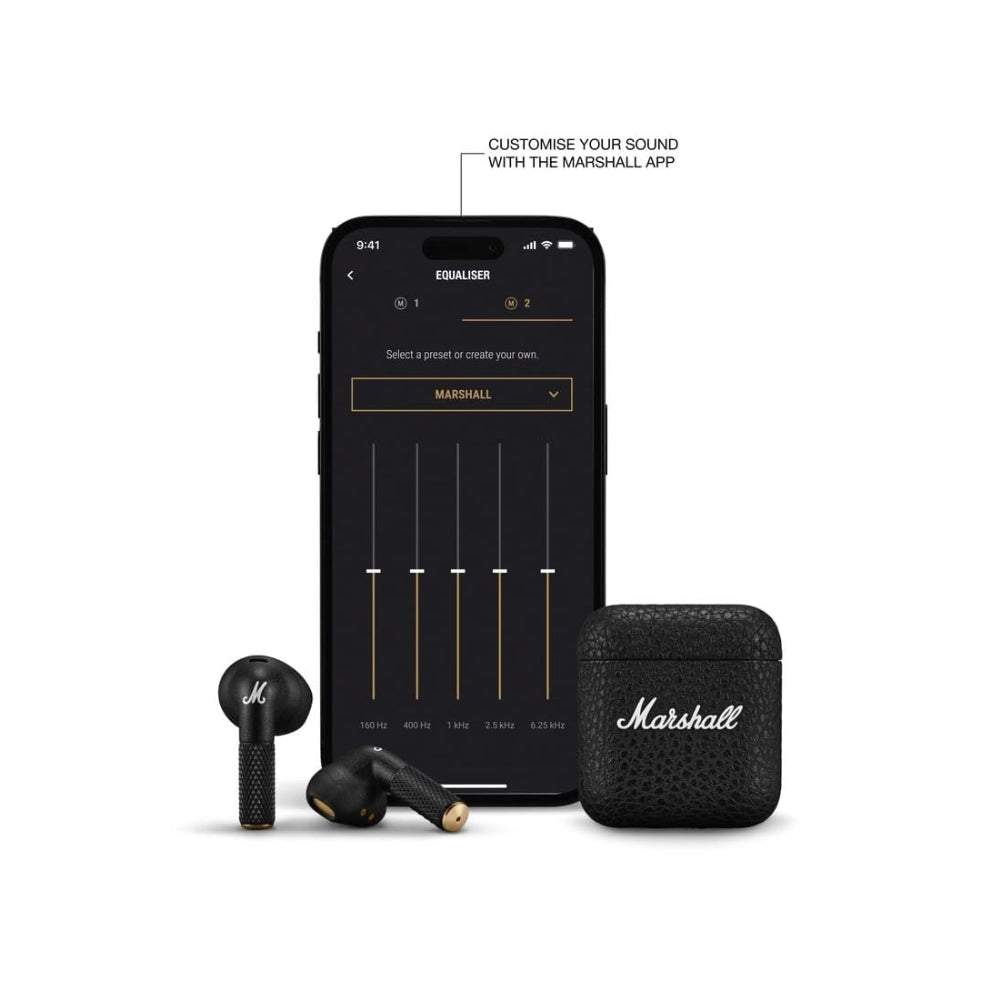 Audífono Marshall Minor IV Negro True Wireless 30h carga inalambrica