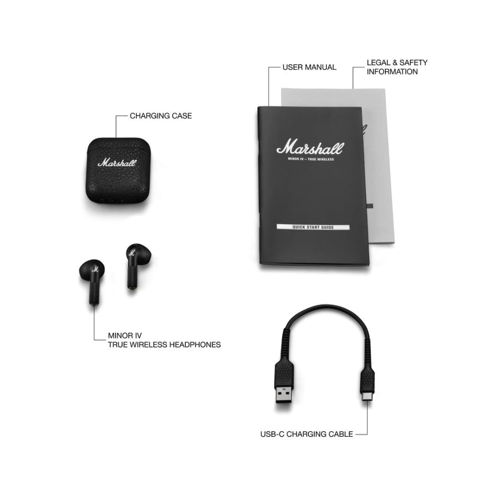 Audífono Marshall Minor IV Negro True Wireless 30h carga inalambrica