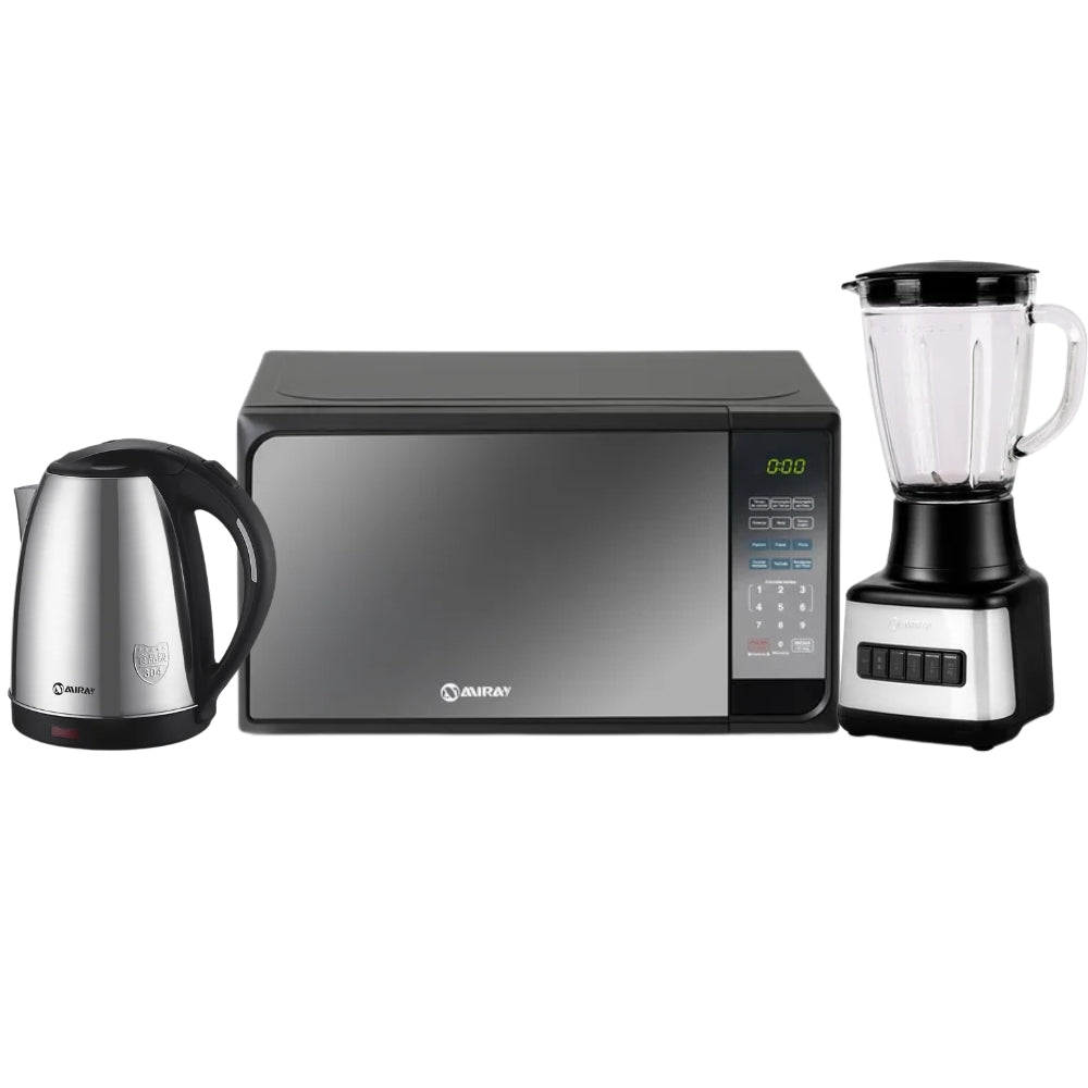 Combo Miray Licuadora 1.5L + Horno Microondas 20L + Hervidor 1.8 Litros Plata